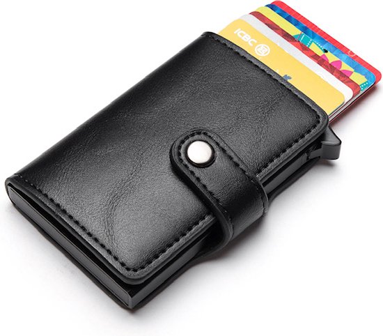 Porte-cartes de crédit 6 Pour homme et femme Porte-cartes avec pince à billets automatique de poche Petit léger 2 Blindé par RFID Anticlonage en cuir PU et aluminium 