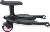 Happyment® Universeel Meerijdplankje - Met zitting - Voor kinderwagen - Buggyboard - Roze wiel