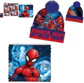 Marvel Spiderman winterset - 2 delig - muts + colsjaal - rood/blauw - Maat 54 cm (ongeveer 4-7 jaar)