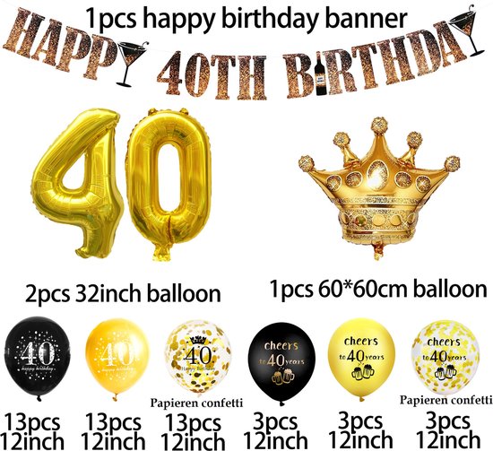 40 jaar verjaardag versiering - Verjaardag decoratie 40 jaar -  Feestversiering 40 jaar... | bol.com