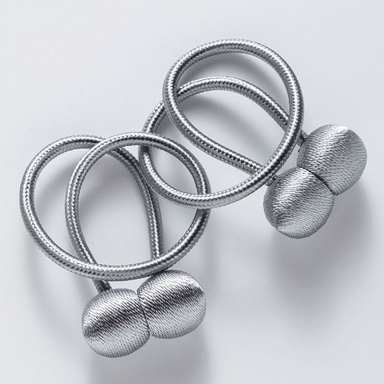 Alcantara- Embrasse de Rideaux de Luxe - Porte-Rideau-Gris Argenté- Magnétique - Accessoires de vêtements pour bébé de Rideaux - 2 Pièces