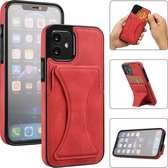 Étui en cuir Apple iPhone 11 | Coque arrière pour téléphone | Porte-cartes | Rouge