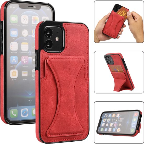 Étui en cuir Apple iPhone 11 | Coque arrière pour téléphone | Porte-cartes  | Rouge | bol.com