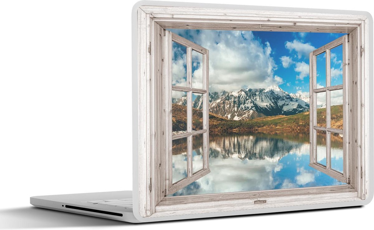 Laptop sticker - 14 inch - Doorkijk - Berg - Water - 32x5x23x5cm - Laptopstickers - Laptop skin - Cover