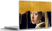 Laptop sticker - 14 inch - Meisje met de parel - Goud - Vermeer - 32x5x23x5cm - Laptopstickers - Laptop skin - Cover
