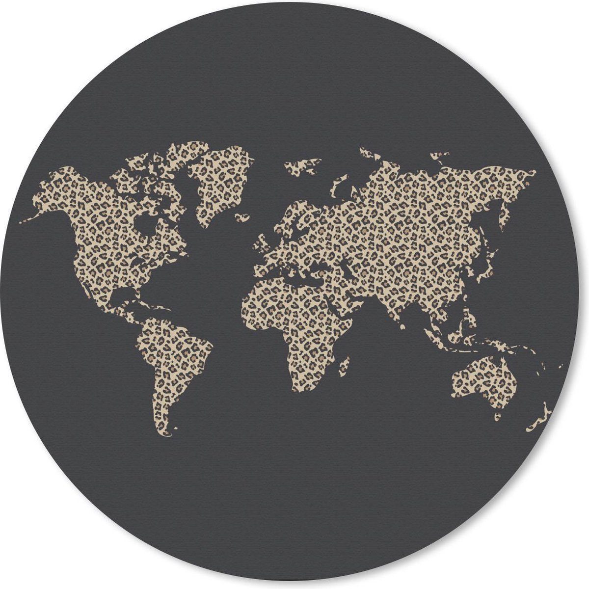 Muismat rond 40x40 cm - Mousepad Kaart - Design - Panterprint - Ronde muismatten