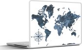 Laptop sticker - 12.3 inch - Wereldkaart - Blauw - Wit - 30x22cm - Laptopstickers - Laptop skin - Cover