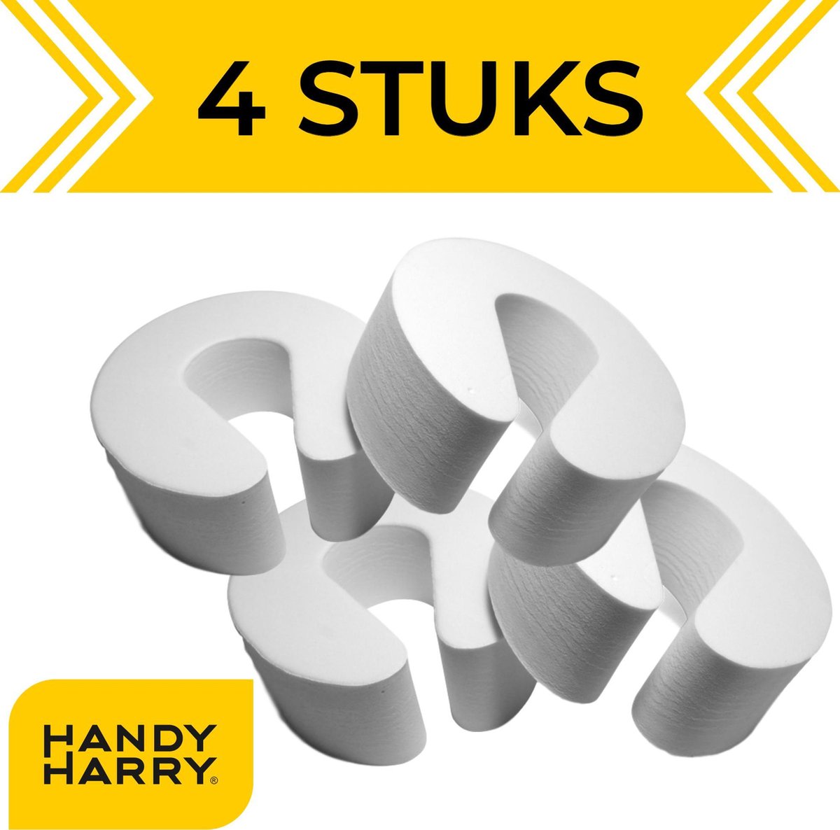 HANDY HARRY® Deurstoppers – 4 stuks - Wit - Deurklem - Kinderbeveiliging Deur - Deurvastzetter - Deurwig - Handy Harry