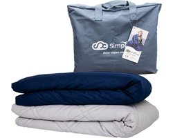Verzwaringsdeken Set Katoen 6 KG Weighted Blanket Beter Slapen – Wasbare Hoes Katoen – 200 x 140 – Donkerblauw
