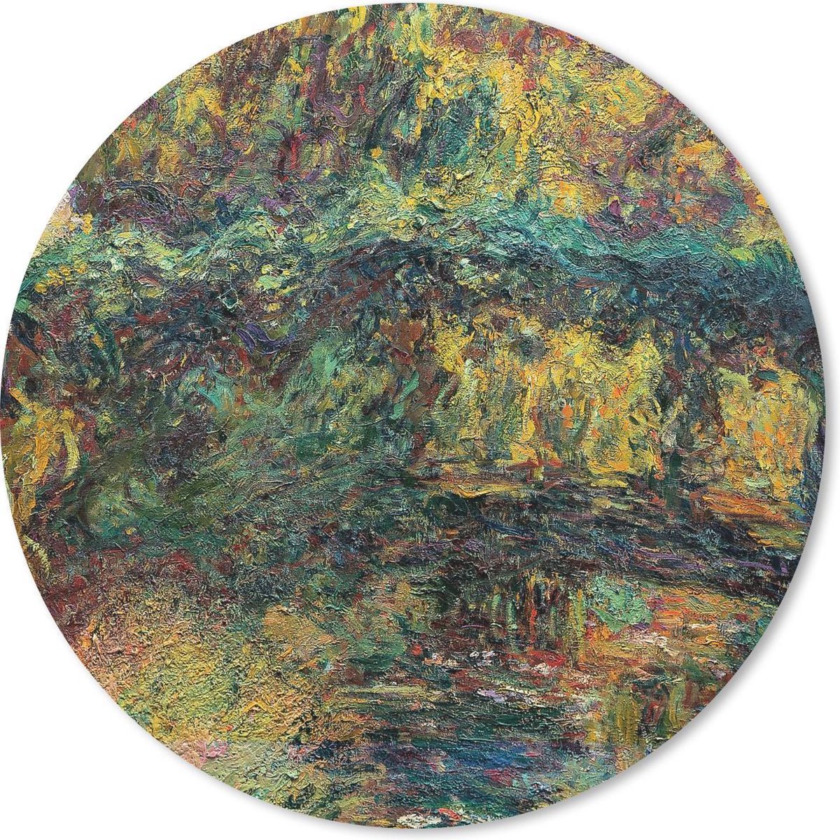 Muismat rond 40x40 cm - Mousepad De Japanse brug - Claude Monet - Ronde muismatten