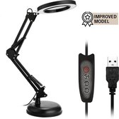 BrightWise® Loeplamp 2-in-1 Zwart – Verstelbare Loep – Verlicht Vergrootglas – Loeplamp Met LED Verlichting – Loeplamp Met Standaard – Vergrootspiegel Met Verlichting – Ingebouwde LED Lampen