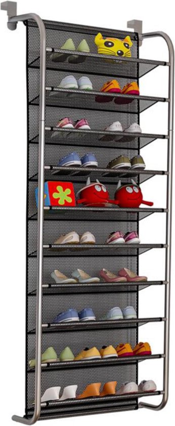 Cintre de porte d'étagère à chaussures - Porte d'étagère à chaussures - Suspension d'étagère à chaussures - Étagère de porte - Organisateurs de Rangement de chaussures - 10 couches - Système de stockage de chaussures