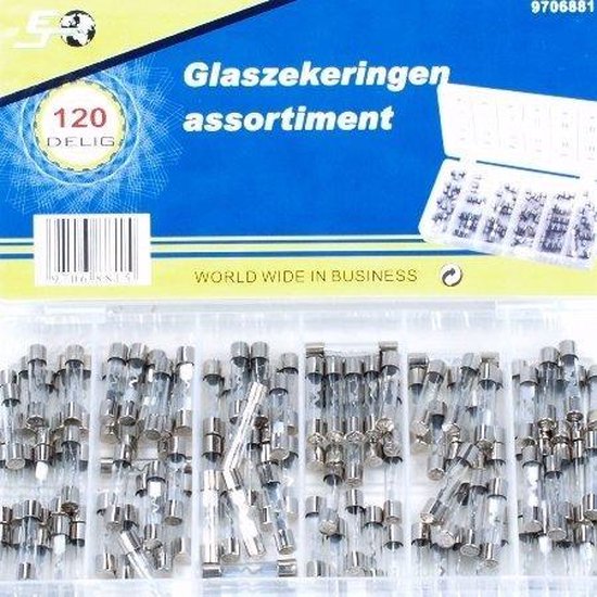 Topgear Glaszekeringen Set 120 Delig 5, 10, 15, 20, 25 en 30A