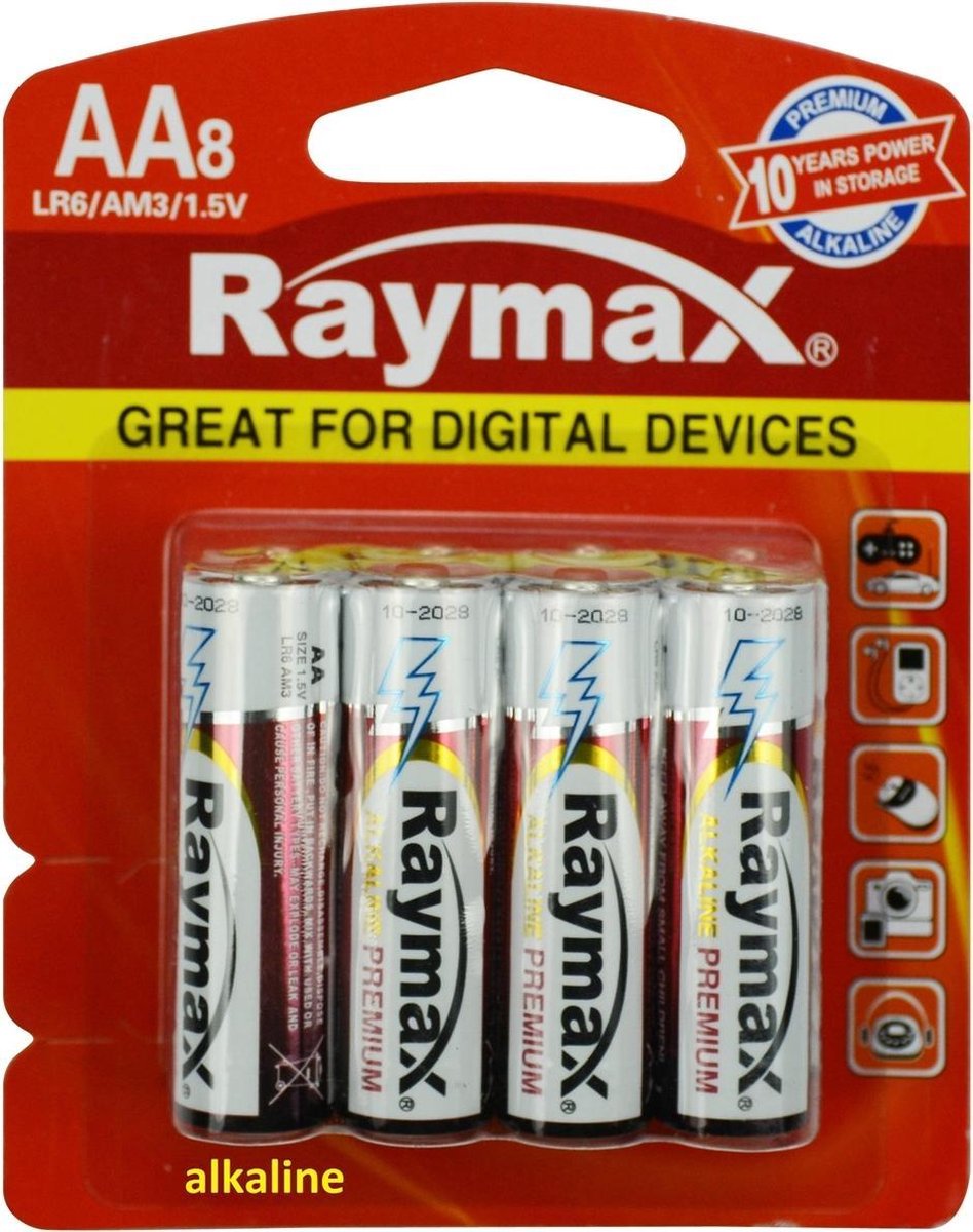 Raymax AA Batterijen - LR06 - Alkaline - 8 stuks