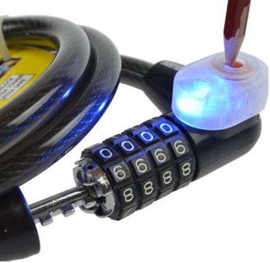 Stahlex Kabel cijferslot met LED-verlichting - 12 x 1000 mm - Stootvast kunststof - Dikke staalkabel van Stahlex — afbeelding 3