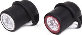 1x Fietslampen set voorlicht en achterlicht - silicone / waterdicht - inclusief 4x knoopcelbatterij CR2032
