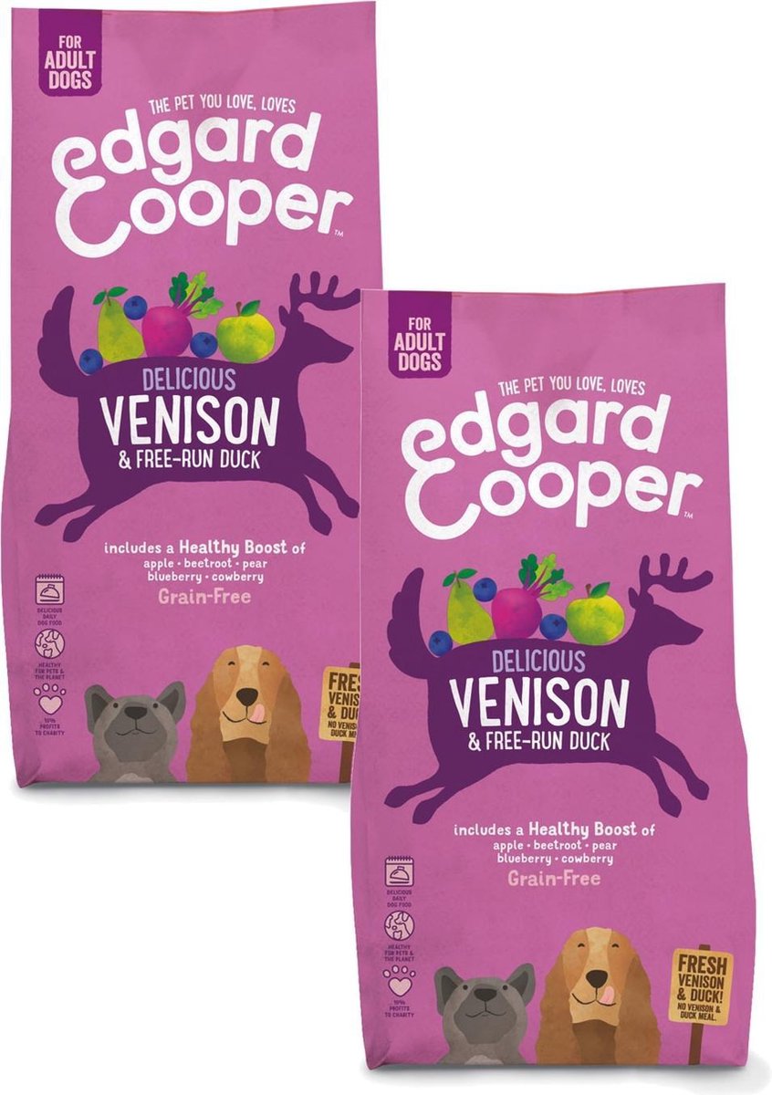 Bol.com Edgard & Cooper Delicious Venison Adult Hert&Eend&Appel - Hondenvoer - 2 x 7 kg Graanvrij aanbieding
