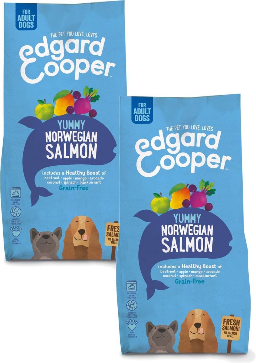 Bol.com Edgard & Cooper Yummy Norwegian Salmon Adult Zalm&Rode Biet&Appel - Hondenvoer - 2 x 12 kg aanbieding