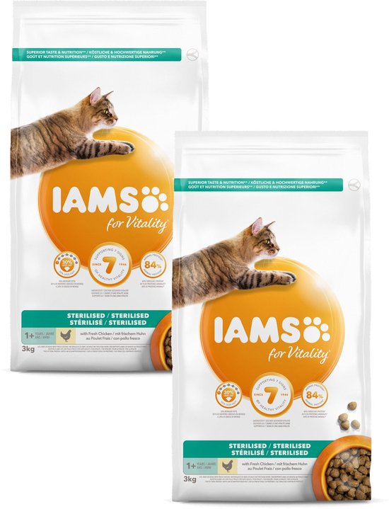 Iams Cat Adult Sterilised - Kattenvoer - 2 x Kip 3 kg