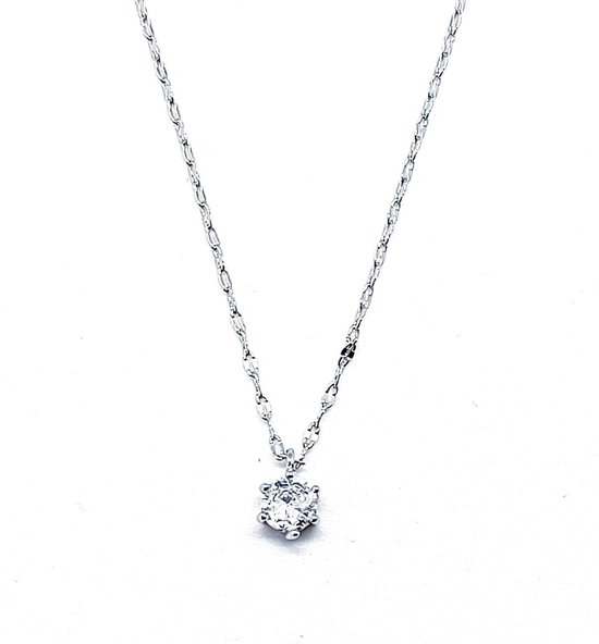 verbanning een kopje vervormen Ketting Dames- Zilver 925- Diamant- Gedraaid- Vrouw- LiLaLove | bol.com