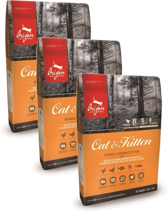 Zuigeling Grit Revolutionair Orijen Whole Prey Cat & Kitten Kip&Kalkoen - Kattenvoer - 3 x 1.8 kg |  bol.com