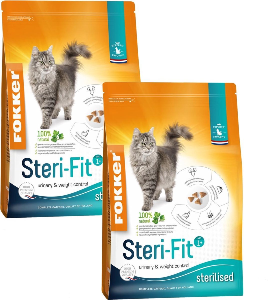 Fokker Cat Steri-Fit Kip - Kattenvoer - 2 x 2.5 kg