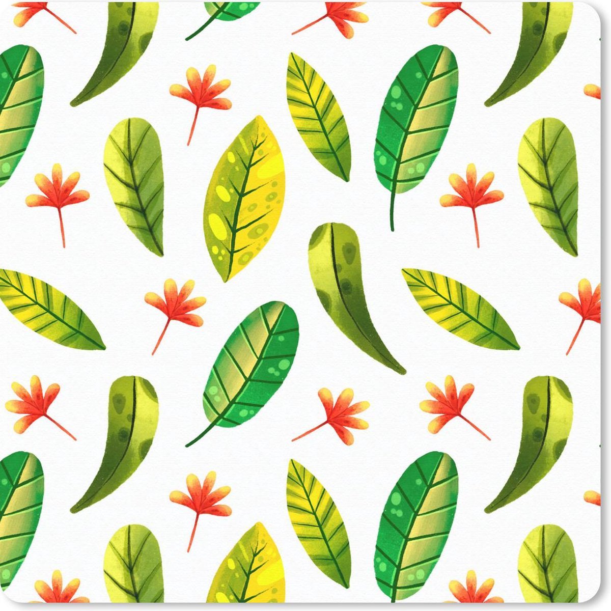 Muismat 30x30 cm - Mousepad Jungle - Kleuren - Bladeren - Muismatten