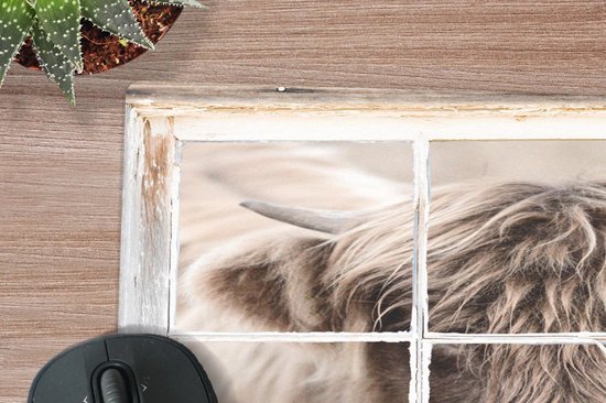 Muismat 18x27 cm - Mousepad Schotse hooglander - Dier - Doorkijk - Muismatten