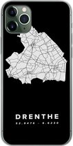 Geschikt voor iPhone 11 Pro Max hoesje - Drenthe - Wegenkaart - Zwart - Siliconen Telefoonhoesje