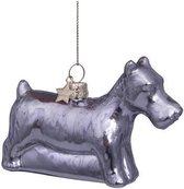 Ornament glass silver opal Monopoly dog H7cm w/box