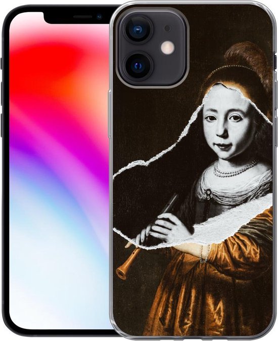 Coque iPhone 12 - Elizabeth Spiegel - Dirck Dircksz Santvoort - Zwart - Wit - Siliconen