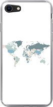 Geschikt voor iPhone SE 2020 hoesje - Wereldkaart - Pastel - Landen - Siliconen Telefoonhoesje
