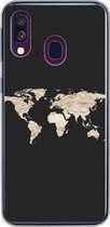 Coque Samsung Galaxy A40 - Wereldkaart - Foin - Marron - Siliconen