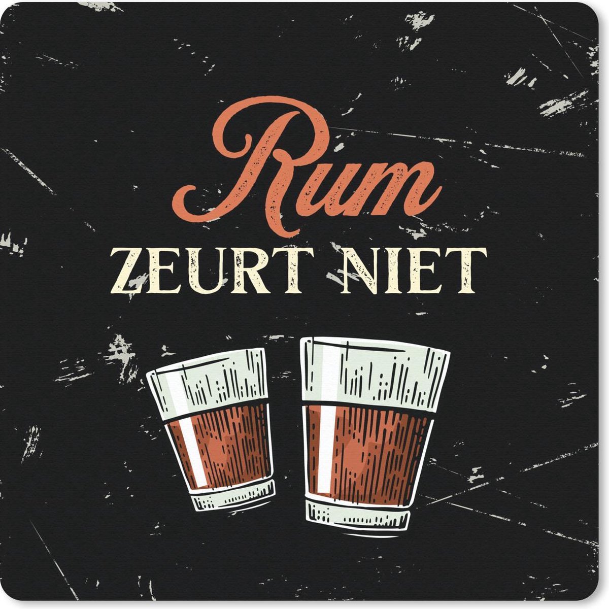 Muismat 20x20 cm - Mousepad Rum - Glazen - Tekst - Muismatten - Cadeau voor man