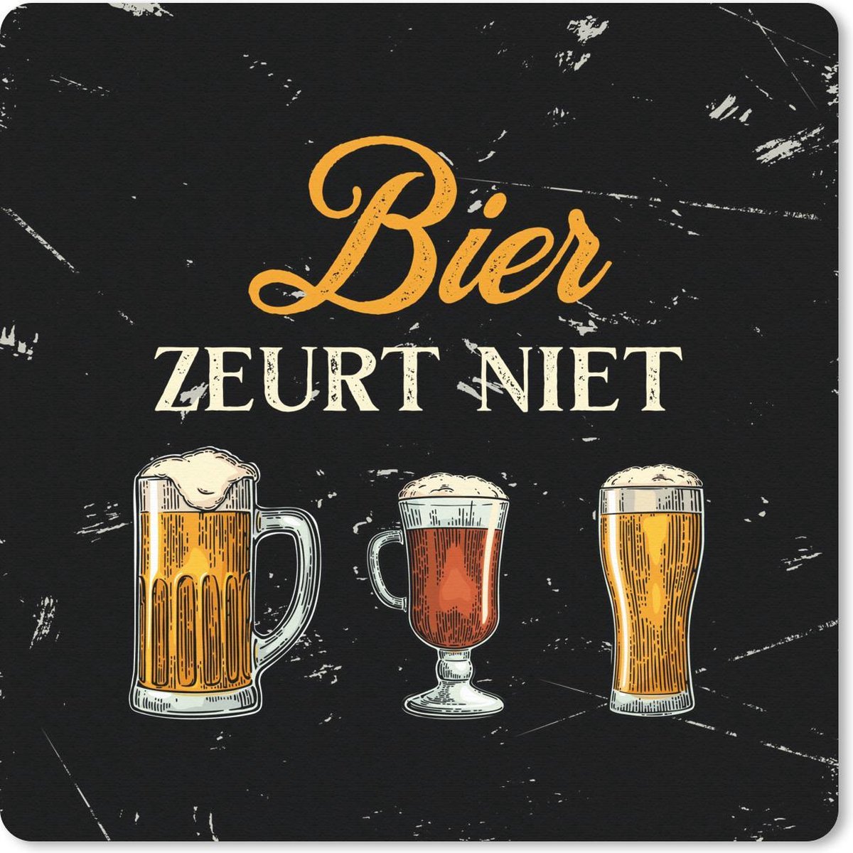 Muismat 20x20 cm - Mousepad Bier - Mancave - Vintage - Muismatten - Cadeau voor man