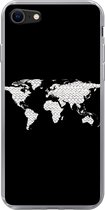 Geschikt voor iPhone SE 2020 hoesje - Wereldkaart - Patronen - Zwart - Siliconen Telefoonhoesje