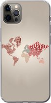 Coque iPhone 12 Pro Max - Carte du Wereldkaart - Carte - Lettres - Siliconen