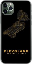 Geschikt voor iPhone 11 Pro Max hoesje - Flevoland - Kaart - Nederland - Gold - Siliconen Telefoonhoesje
