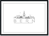 Poster - City Skyline Bern - 30 X 40 Cm - Zwart En Wit