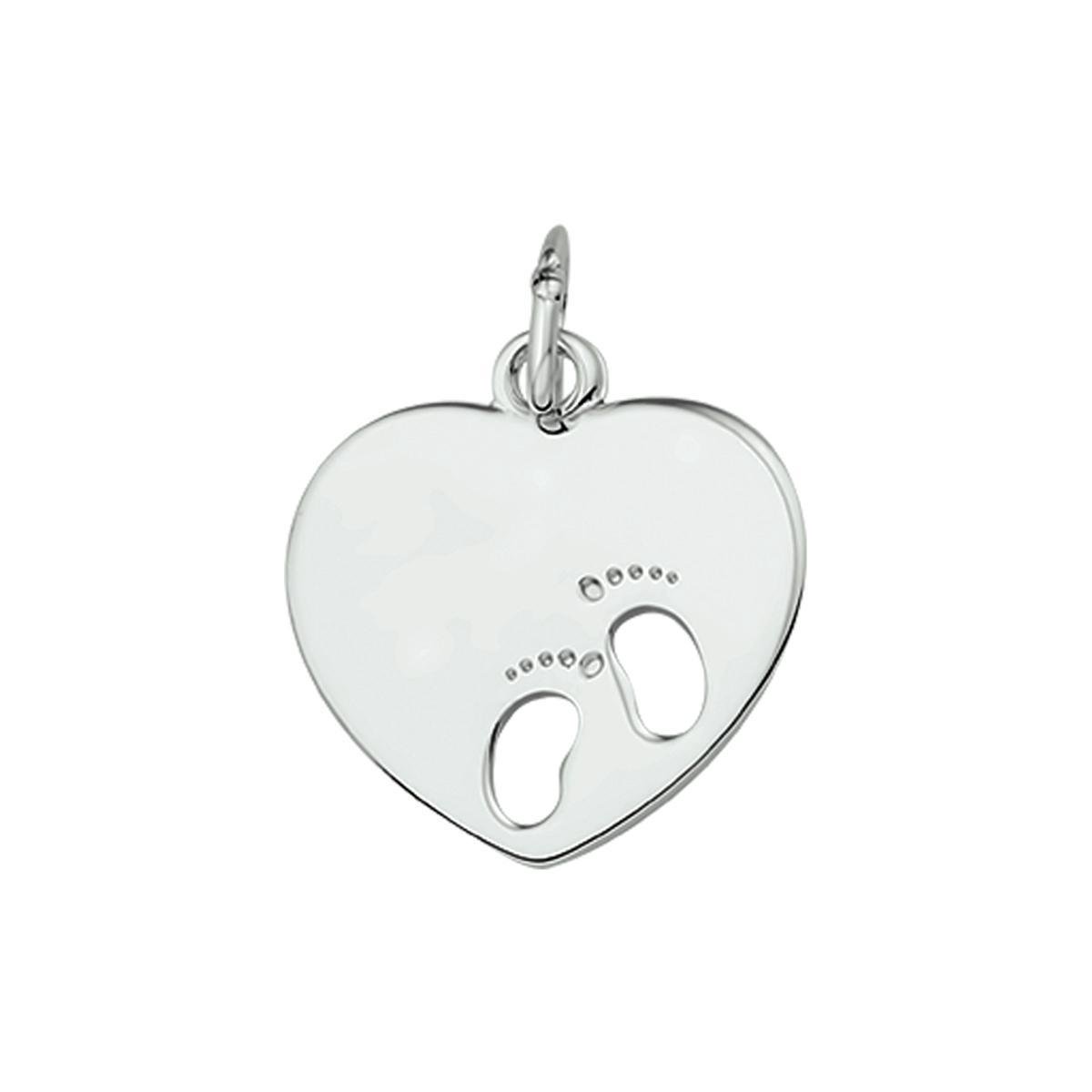 zilver gerhodineerd graveerhartje gestanste voeten 1324594