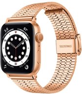 Geschikt voor Apple Watch bandje 38 / 40 / 41 mm - Series 1 2 3 4 5 6 7 8 SE - Smartwatch iWatch horloge band - 38mm 40mm 41mm - Fungus - RVS metaal - Rosegoud - Zeven schakel