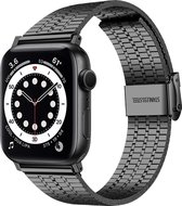 Geschikt voor Apple Watch bandje 38 / 40 / 41 mm - Series 1 2 3 4 5 6 7 8 SE - Smartwatch iWatch horloge band - 38mm 40mm 41mm - Fungus - RVS metaal - Zwart - Zeven schakel