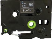 DULA - Brother Compatible Label Tape TZe-325 - 9 mm x 8 m - Wit op Zwart - TZe325 - 1 Stuk