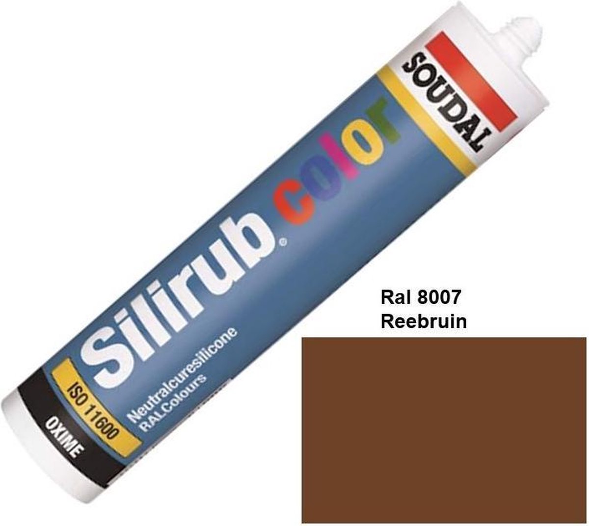 Soudal Silirub Color - Siliconekit - Montagekit - Ook voor sanitaire ruimten - koker 310 ml - RAL 8007 - Reebruin