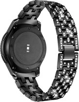 Smartwatch bandje - Geschikt voor Samsung Galaxy Watch 3 41mm, Active 2, 20mm horlogebandje - RVS metaal - Fungus - Vijf Diamant - Zwart