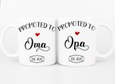 Set Promoted to Oma & Opa mok - Beker - Kraamcadeau - Cadeau voor Oma & Opa - Gratis Inpak Service (Jaar 2022)