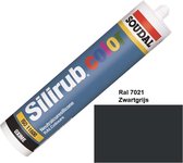 Soudal Silirub Color - Siliconekit - Montagekit - ook voor sanitaire ruimten - koker 310 ml - RAL 7021 - Zwartgrijs