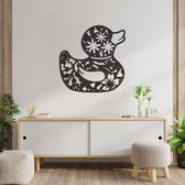 Wanddecoratie - Eend - Hout - Wall Art - Muurdecoratie - Zwart - 60 x 59 cm