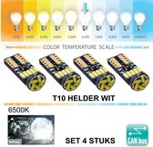 4x T10 Led Lamp Helder Wit (Set 4 stuks) 6000K Canbus 5W5 | W5W | Led Signal Light | 12V | 168 | 194 | 2x | Stadslicht | Kentekenplaat Verlichting | 4014 15SMD | Autolamp | 6000 | 6500K | 6500K | Kelvin | Autolampen | Car licht | Lampen |