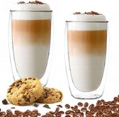 Latte Macchiato Glazen - Dubbelwandige Koffieglazen - Dubbelwandige Cappuccino Glazen - 450 ML - 2x